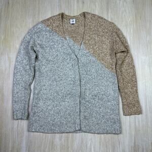 Cabi Tan Gray Tilt Snap Front Long Sleeve Neutral Lightweight Casual Cardigan S